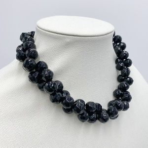 Black Beaded Statement Chunky Necklace